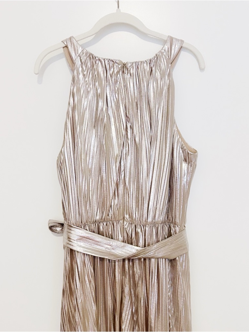 Vince Camuto Metallic Pleated Halter Dress - Picture 7 of 10